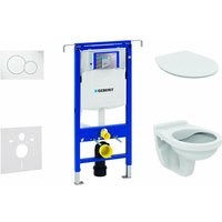 Geberit Duofix - Installationselement für Wand-WC mit Betätigungsplatte SIGMA01, alpinweiß + WC Alpha und WC Sitz 111.355.00.5 ND1 von Geberit