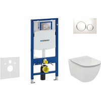 Duofix - Installationselement für Wand-WC mit Betätigungsplatte SIGMA20, Weiß/Chrom glänzend + Ideal Standard Tesi- wc und wc Sitz 111.300.00.5 NF4 von Geberit