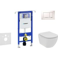 Geberit Duofix - Installationselement für Wand-WC mit Betätigungsplatte SIGMA30, Weiß/Chrom glänzend + Ideal Standard Tesi- WC und WC Sitz, randlos, von Geberit
