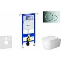 Geberit Duofix - Installationsmodul für Wand-WC mit Betätigungsplatte Sigma01, Chrom glänzend + Duravit ME by Starck - WC und WC-Sitz, RImless, von Geberit