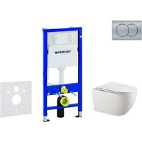 Geberit - Duofix - Set Vorwandelement, Gaia-WC mit Softclose-Sitz und Delta01-Betätigungsplatte, Chrom matt SANI11CA1137 von Geberit