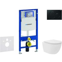 Duofix - Set Vorwandelement, Kompakt-WC Oudee Vortex mit Softclose-Sitz und Sigma01-Betätigungsplatte, schwarz SANI11CA5139 - Geberit von Geberit