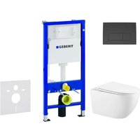 Geberit - Duofix - Set Vorwandelement, wc Gaia mit Softclose-Sitz und Delta50-Betätigungsplatte, schwarz matt SANI11CA5118 von Geberit