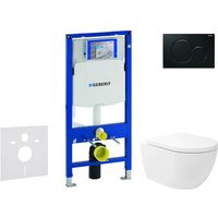 Duofix - Set Vorwandelement, wc Oudee Vortex mit Softclose-Sitz und Sigma01-Betätigungsplatte, schwarz SANI11CA5145 - Geberit von Geberit