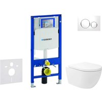 Duofix - Set Vorwandelement, wc Oudee Vortex mit Softclose-Sitz und Sigma20-Betätigungsplatte, weiß/chrom SANI11CA3174 - Geberit von Geberit