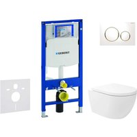 Duofix - Set Vorwandelement, wc Oudee Vortex mit Softclose-Sitz und Sigma20-Betätigungsplatte, weiß/vergoldet SANI11CA3176 - Geberit von Geberit