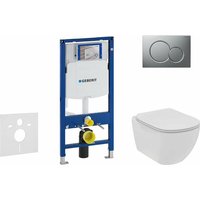 Geberit - Duofix - Set von Vorwandelement, Wand-WC und WC-Sitz Ideal Standard Tesi, Betätigungsplatte Sigma 01, Rimless, SoftClose, Chrom matt von Geberit