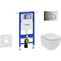 Geberit Duofix - Set von Vorwandelement, Wand-WC und WC-Sitz Ideal Standard Tesi, Betätigungsplatte Sigma01, Rimless, SoftClose, Chrom poliert von Geberit