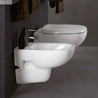 Fantasia 2 randlose wandhängende Sanitärkeramik WC-Sitz und Bidet - Geberit von Geberit