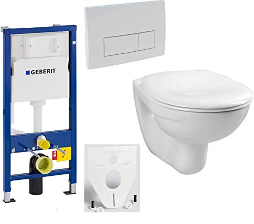 GEBERIT Duofix Vorwandelement Basic + Wand Tiefspül WC LIFE + WC-Sitz + Betätigungsplatte DELTA51 von Geberit