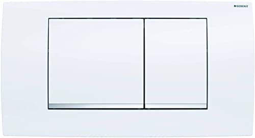 Geberit Betätigungsplatte Twinline 30 (für 2-Mengen Spülungen, Betätigung von vorne, Platte + Tasten weiß, Designstreifen glanzverchromt) 115899KJ1 von Geberit