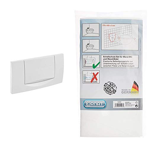 Geberit 115222111 Betätigungsplatte 200F für Betätigung von vorne, weiß & Cornat SSWWC Schallschutz-Set für Wand-WC und Wand-Bidet von Geberit