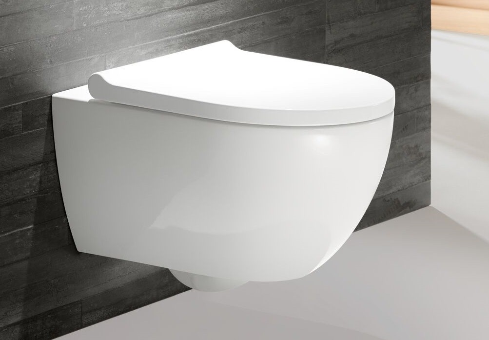 Geberit Acanto Set Wand-WC m. WC-Sitz, T: 53cm, Tiefspüler, spülrandlos, Turboflush, weiss Keratect 502774008 von Geberit