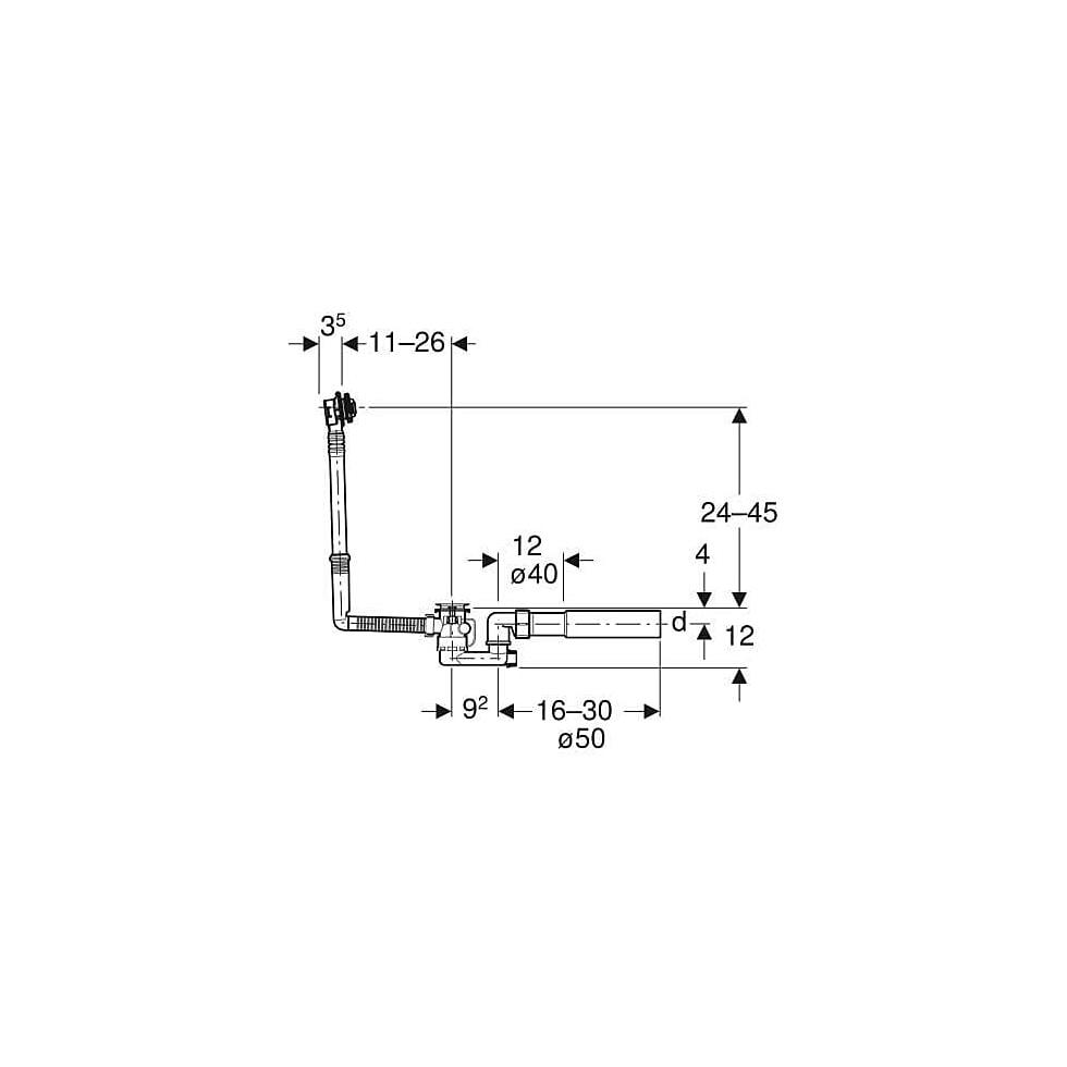 Geberit Badewannenablauf mit Ventilstopfen, mit Fertigbauset hochglanz-verchromt, Außendurchmesser 40/50mm 150017006 von Geberit