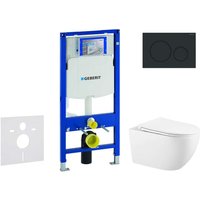 Duofix - Set Vorwandelement, Gaia-WC mit Softclose-Sitz und Sigma20-Betätigungsplatte, schwarz matt/schwarz SANI11CA5135 - Geberit von Geberit