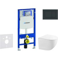 Geberit Duofix - Set Vorwandelement, Kompakt-WC Gaia mit Softclose-Sitz und Sigma30-Betätigungsplatte, schwarz glänzend/schwarz matt SANI11CA5120 von Geberit
