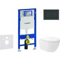 Geberit Duofix - Set Vorwandelement, WC Oudee Vortex mit Softclose-Sitz und Sigma30-Betätigungsplatte, schwarz glänzend/schwarz matt SANI11CA5147 von Geberit