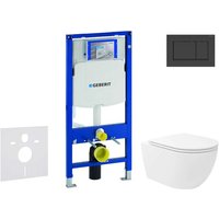 Geberit Duofix - Set Vorwandelement, WC Oudee Vortex mit Softclose-Sitz und Sigma30-Betätigungsplatte, schwarz matt/schwarz SANI11CA5150 von Geberit