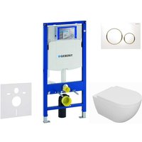 Duofix - Set Vorwandelement, wc Oudee mit Softclose-Sitz und Sigma20-Betätigungsplatte, weiß/vergoldet SANI11CA3125 - Geberit von Geberit