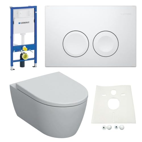 Geberit Duofix Vorwandelement Geberit iCon WC spülrandlos mit Beschichtung WC Sitz SoftClose Drückerplatte Komplettset von Geberit