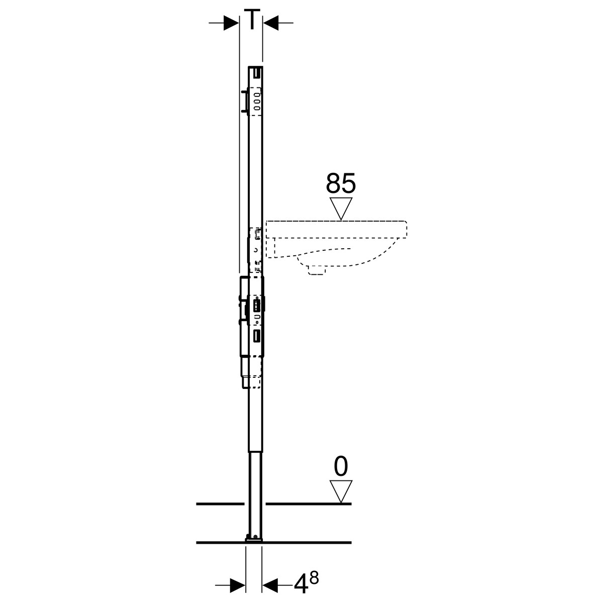 Geberit Duofix Waschtisch 130 cm mit Unterputz-Geruchsverschluss 111477001 von Geberit