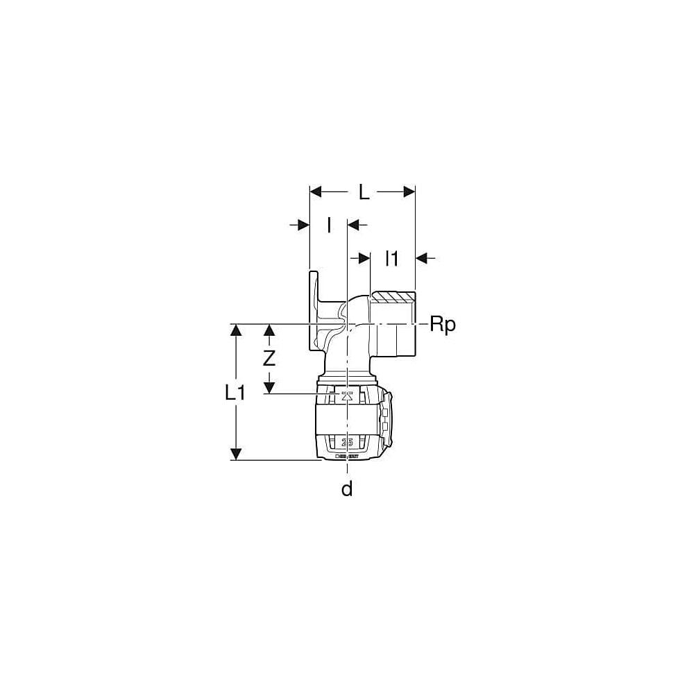 Geberit FlowFit Anschlusswinkel 90° Außendurchmesser 16mm 620760001 von Geberit