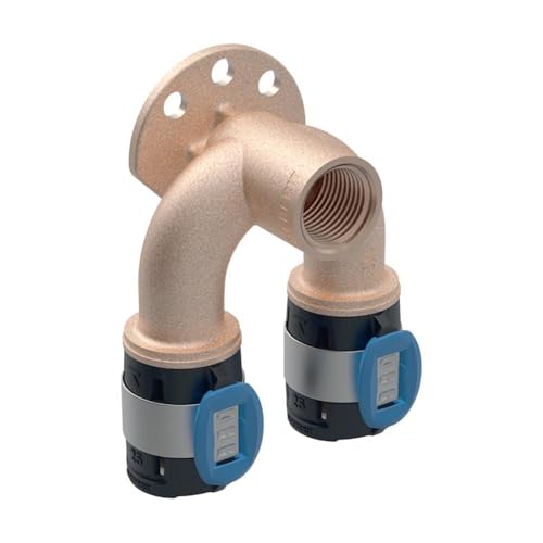 Geberit FlowFit Doppelanschlusswinkel 90°, 20 mm x 1/2" x 20 mm, L: 52 mm von Geberit