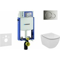Geberit Kombifix - Installationselement für Wand-WC mit Betätigungsplatte SIGMA01, Chrom glänzend + Ideal Standard Tesi - WC und WC Sitz 110.302.00.5 von Geberit