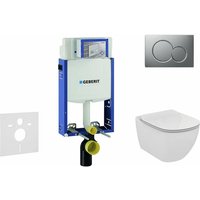 Geberit - Kombifix - Installationselement für Wand-WC mit Betätigungsplatte SIGMA01, Chrom matt + Ideal Standard Tesi - wc und wc Sitz, Aquablade, von Geberit