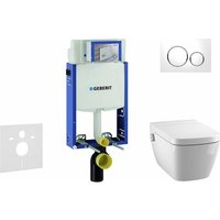 Geberit Kombifix - Installationselement für Wand-WC mit Betätigungsplatte SIGMA20, Weiß/Chrom glänzend + Tece One - Dusch WC und WC Sitz, randlos, Geberit Kombifix - Installationselement für Wand-WC mit Betätigungsplatte SIGMA20, Weiß/Chrom glänzend + Tece One - Dusch WC und WC Sitz, randlos, von Geberit