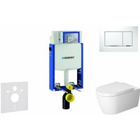Geberit Kombifix - Installationsmodul für Wand-WC mit Betätigungsplatte Sigma30, weiß/Chrom glänzend + Duravit ME by Starck - WC und WC-Sitz, von Geberit