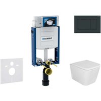Geberit Kombifix - Set Vorwandelement, WC Arkas I mit Softclose-Sitz und Sigma30-Betätigungsplatte, schwarz glänzend/schwarz matt SANI15CA5127 von Geberit