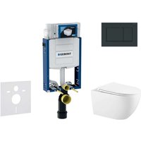 Geberit Kombifix - Set Vorwandelement, WC Gaia mit Softclose-Sitz und Sigma30-Betätigungsplatte, schwarz glänzend/schwarz matt SANI15CA5119 von Geberit