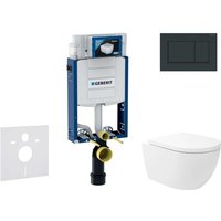 Geberit Kombifix - Set Vorwandelement, WC Oudee Vortex mit Softclose-Sitz und Sigma30-Betätigungsplatte, schwarz glänzend/schwarz matt SANI15CA5137 von Geberit