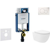 Kombifix - Set Vorwandelement, wc Oudee Vortex mit Softclose-Sitz und Sigma01-Betätigungsplatte, Alpinweiß SANI15CA3185 - Geberit von Geberit