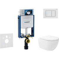 Geberit - Kombifix - Set Vorwandelement, wc Oudee Vortex mit Softclose-Sitz und Sigma30-Betätigungsplatte, weiß/weiß matt SANI15CA3184 von Geberit