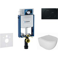 Geberit - Kombifix - Set Vorwandelement, wc Oudee mit Softclose-Sitz und Sigma01-Betätigungsplatte, schwarz SANI15CA5113 von Geberit