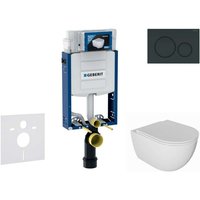 Geberit - Kombifix - Set Vorwandelement, wc Oudee mit Softclose-Sitz und Sigma20-Betätigungsplatte, schwarz glänzend/schwarz matt SANI15CA5116 von Geberit