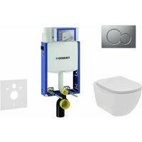 Geberit - Kombifix - Set von Vorwandelement, Wand-WC und WC-Sitz Ideal Standard Tesi, Betätigungsplatte Sigma 01, Rimless, SoftClose, Chrom matt von Geberit