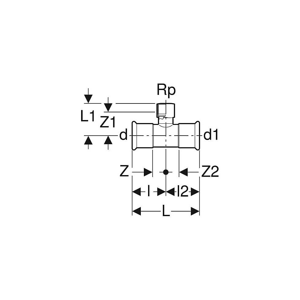 Geberit Mapress C-Stahl T-Stück mit Innengewinde Außendurchmesser 54mm 21320 von Geberit