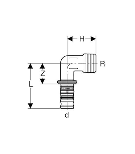 Geberit Mepla Übergangsbogen 90° mit Außengewinde 20mm x 3/4'' von Geberit