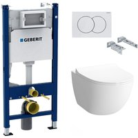 Geberit - Pack wc Duofix Vorwandelement + Vitra Sento Rim-Ex weiße Schüssel + Absenkautomatik WC-Deckel + Weiße Platte von Geberit