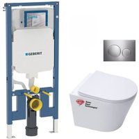 Geberit - Pack wc extraflacher UP720 Vorwandelement + sat Infinition spülrandlose wc + softclose WC-Deckel + Chromplatte von Geberit