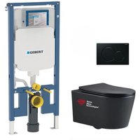Geberit - Packung WC-Ständer UP720 slim + wc sat Infinitio mattschwarz ohne Flansch + Softclose-Sitz + Platte von Geberit