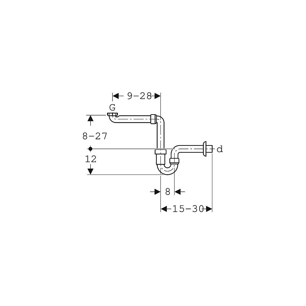 Geberit Rohrbogengeruchsverschluss für Waschbecken, Raumspar-Siphon, Abgang horizontal Außendurchmesser 40mm, weiß-alpin 151107111 von Geberit