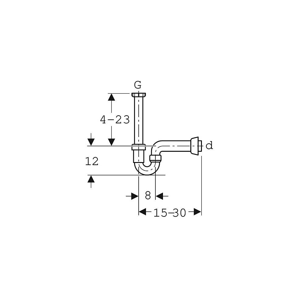 Geberit Siphon Rohrbogengeruchsverschluss für Spülbecken, Abgang horizontal Außendurchmesser 50mm, weiß-alpin 152741111 von Geberit