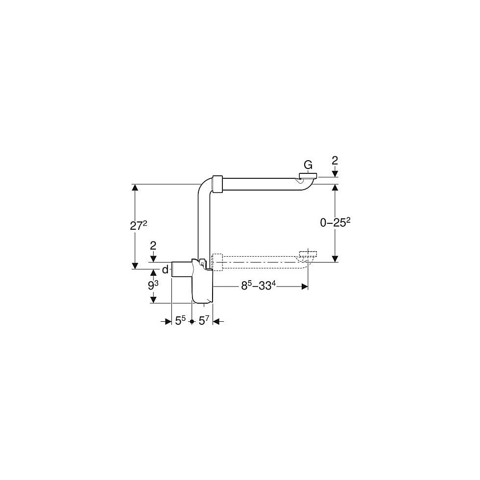 Geberit Tauchrohrgeruchsverschluss für Waschbecken, Raumsparmodell, Abgang horizontal Außendurchmesser 32mm, weiß-alpin 151116111 von Geberit