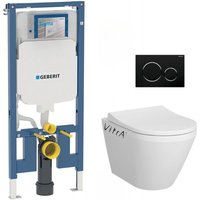 UP720 extraflaches WC-Rahmenpaket + Vitra Integra spülrandloses wc mit unsichtbaren Befestigungen + Softclose-Sitz + Pla - Geberit von Geberit