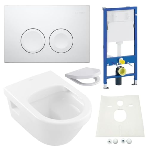 Geberit Vorwandelement Villeroy und Boch WC Architectura spülrandlos Beschichtung WC Sitz SoftClose Drückerplatte Set von Geberit