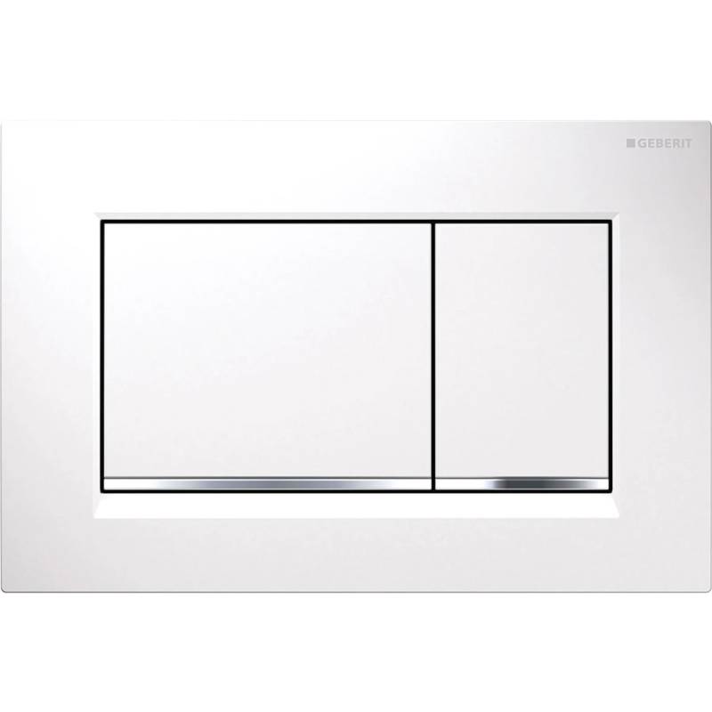 Geberit Betätigungsplatte Sigma30 Weiß Hochglanz-Verchromt 2-Mengen-Spülung von Geberit